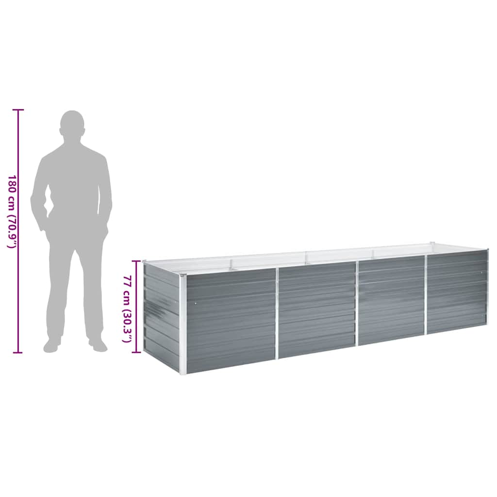 Letto Rialzato Giardino in Acciaio Zincato 320x80x77 cm Grigio