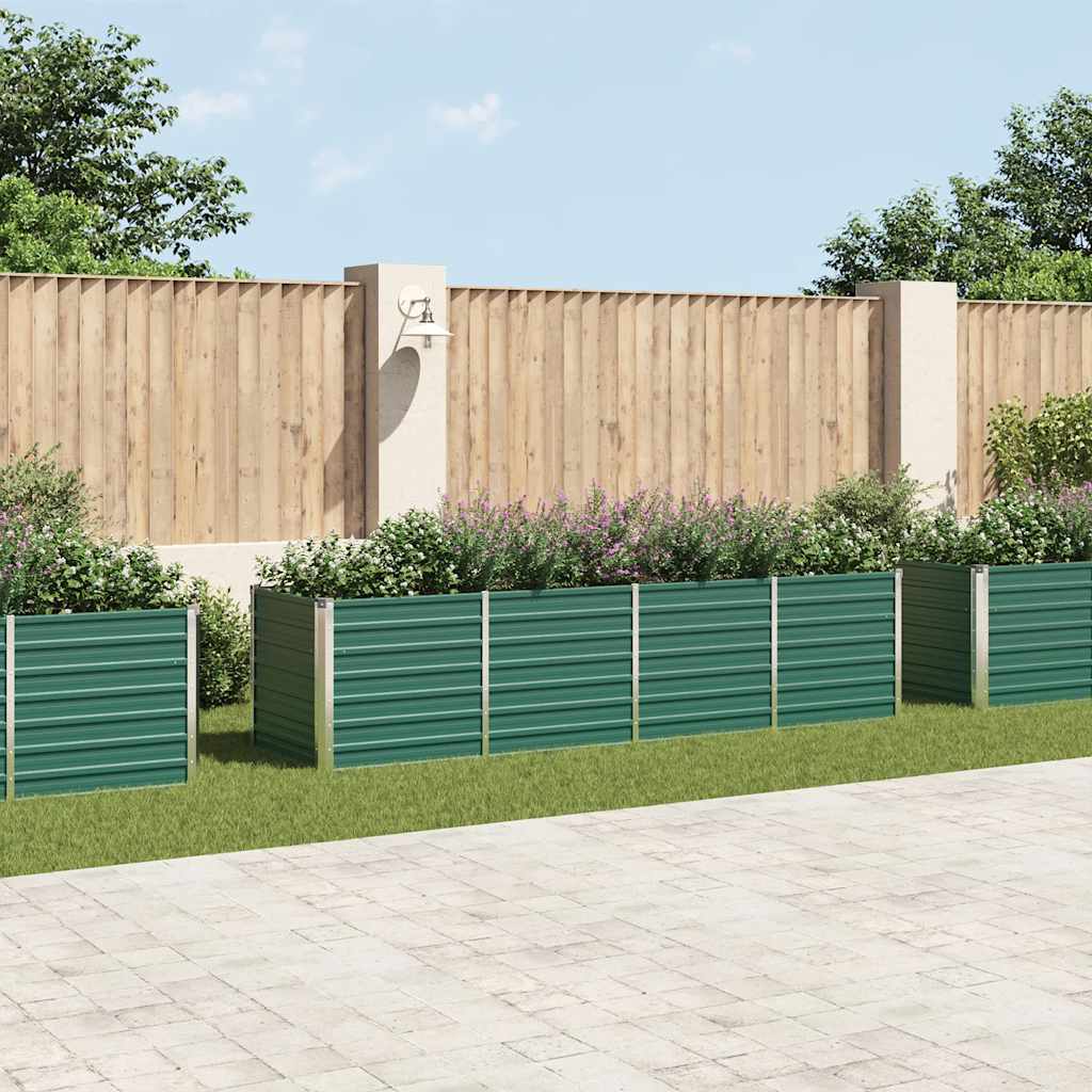 Letto Rialzato Giardino in Acciaio Zincato 320x80x77 cm Verde