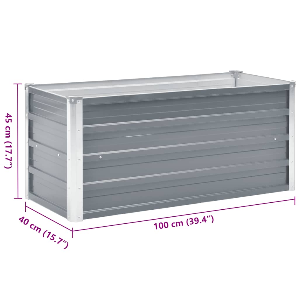 Letto Rialzato Giardino in Acciaio Zincato 100x40x45 cm Grigio