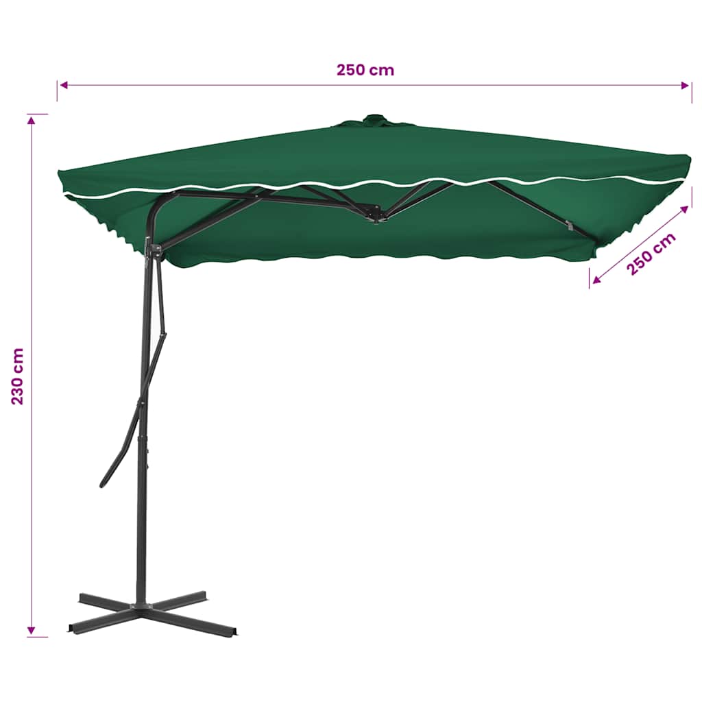 Ombrellone da Esterni con Palo in Acciaio 250x250 cm Verde