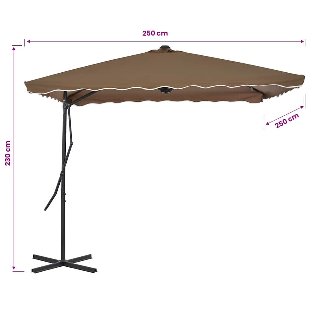 Ombrellone da Esterni con Palo in Acciaio 250x250cm Tortora