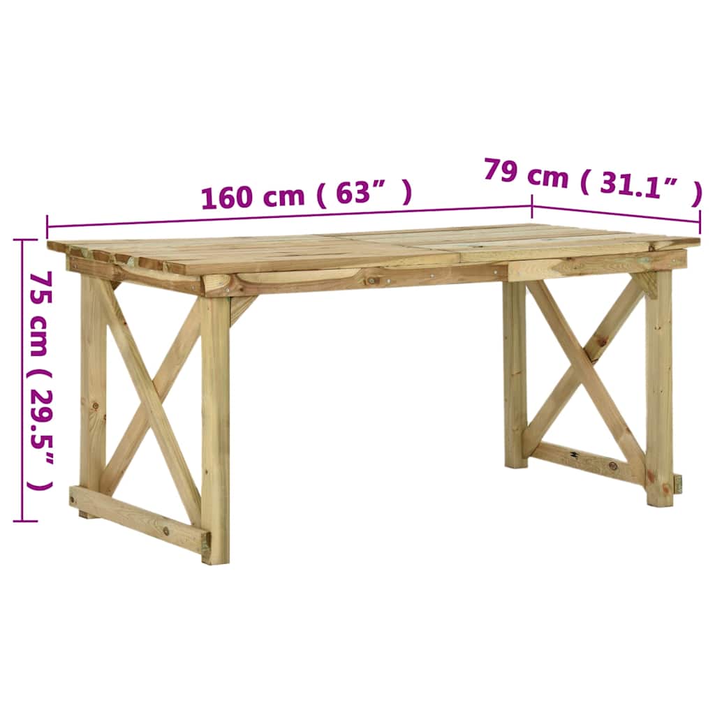 Tavolo da Giardino 160x79x75 cm in Legno