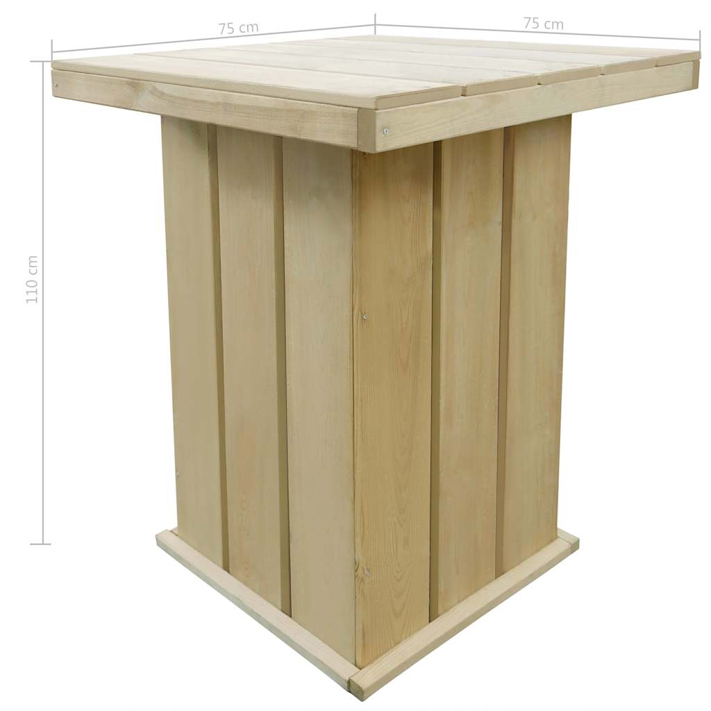 Tavolo da Bar Esterno 75x75x110cm Legno di Pino Impregnato