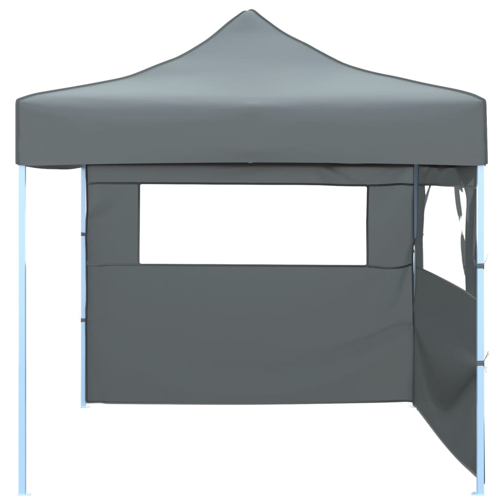 Tendone per Feste Pieghevole Pop-Up con 2 Pareti 3x3m Antracite