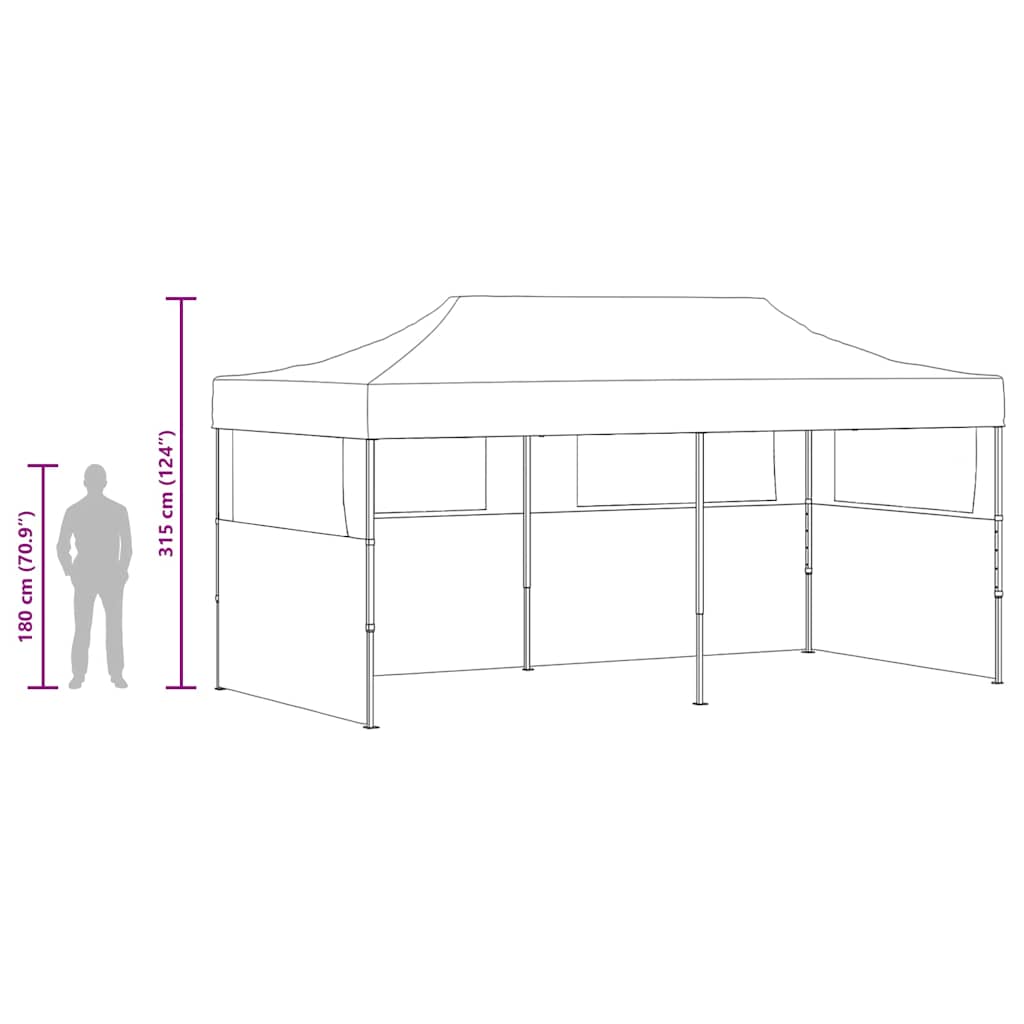 Tenda Pieghevole Pop-Up con Pareti Laterali 3x6 m Antracite