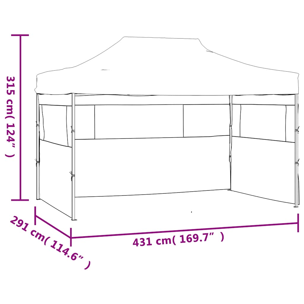Tenda Pieghevole con 3 Pareti 431x291x315 cm Antracite