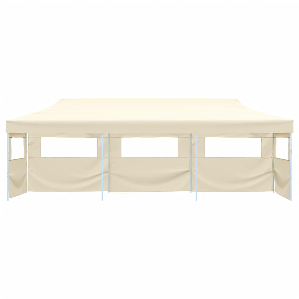 Tenda Pieghevole Pop-Up con 5 Pareti Laterali 3x9 m Crema