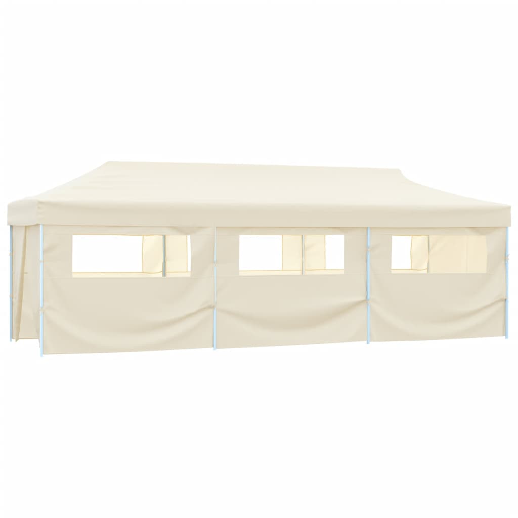 Tenda Pieghevole Pop-Up con 8 Pareti Laterali 870x291x315 cm Crema
