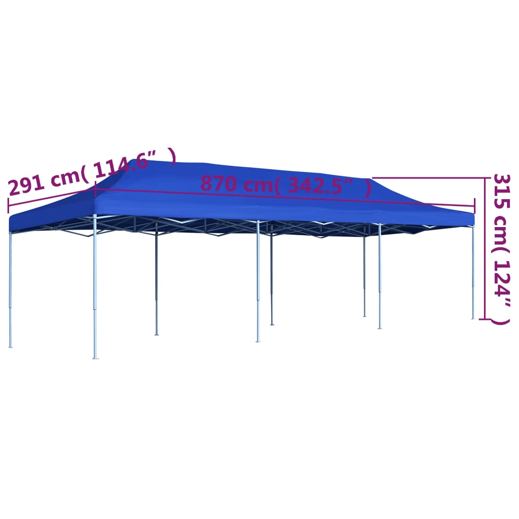 Gazebo Pieghevole Pop-Up 3x9 m Blu