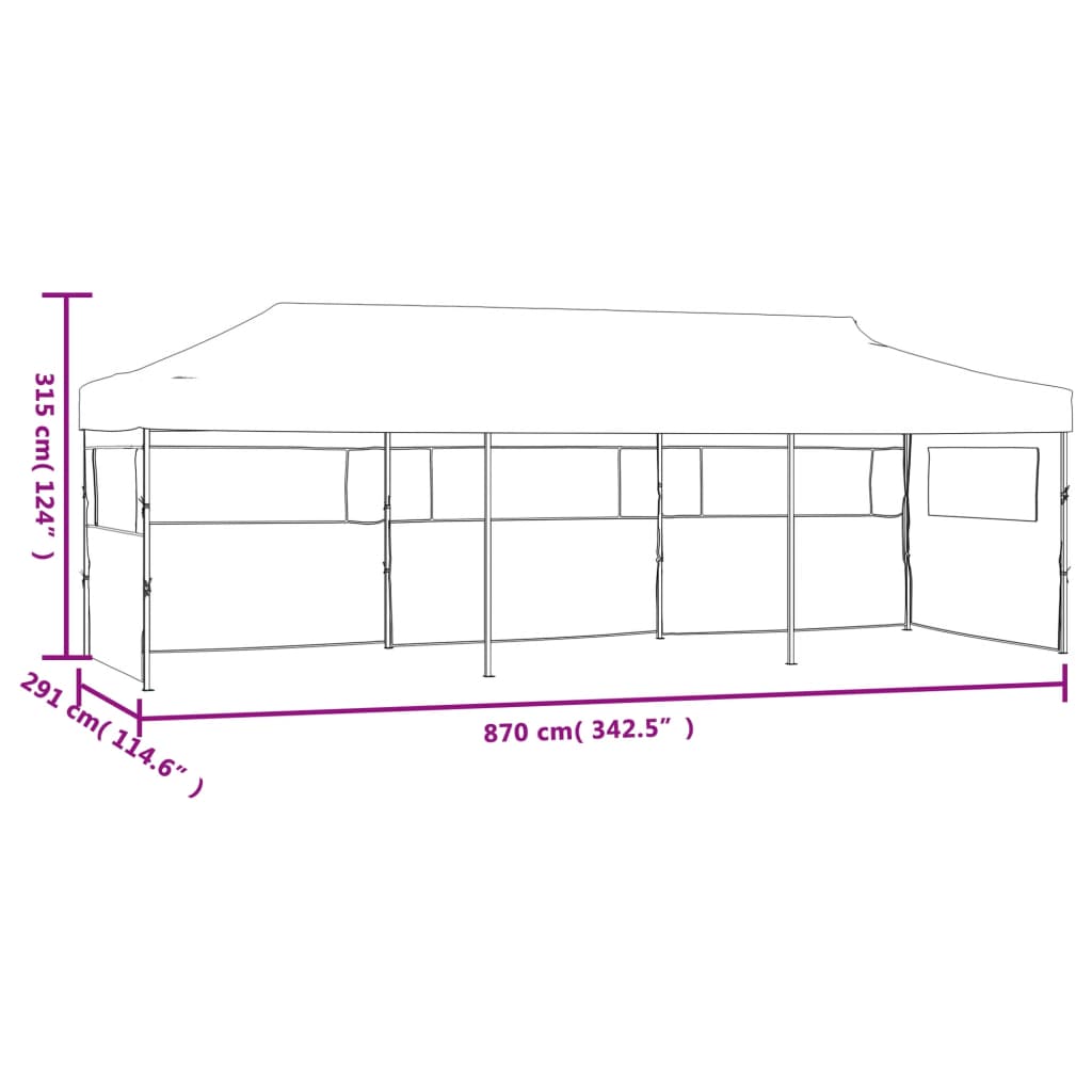 Tenda Pieghevole Pop-Up con 5 Pareti Laterali 870x291x315 cm Antracite
