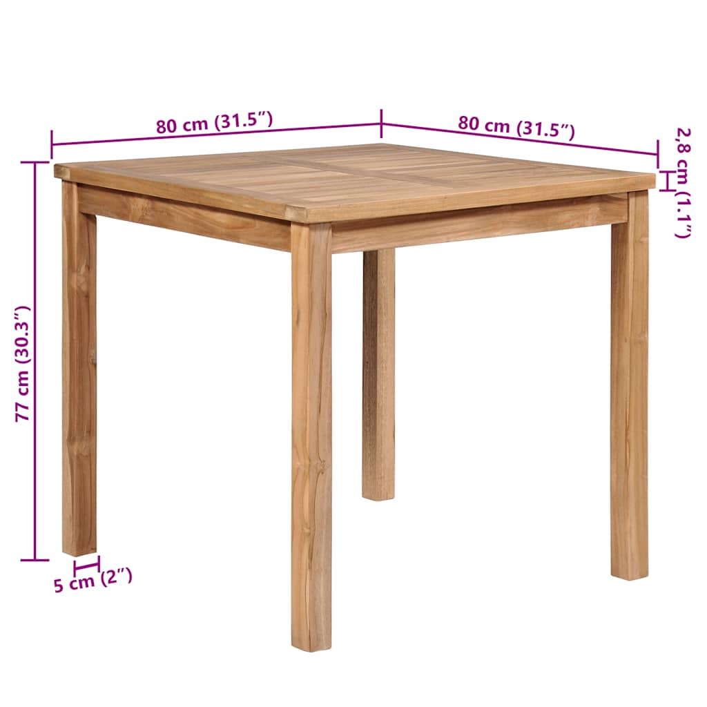 Tavolo da Giardino 80x80x77 cm in Legno Massello di Teak