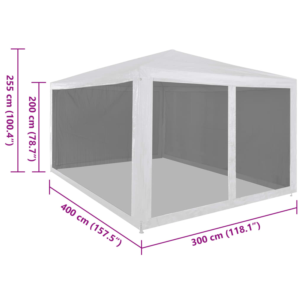 Tenda per Feste con 4 Pareti in Rete 4x3 m