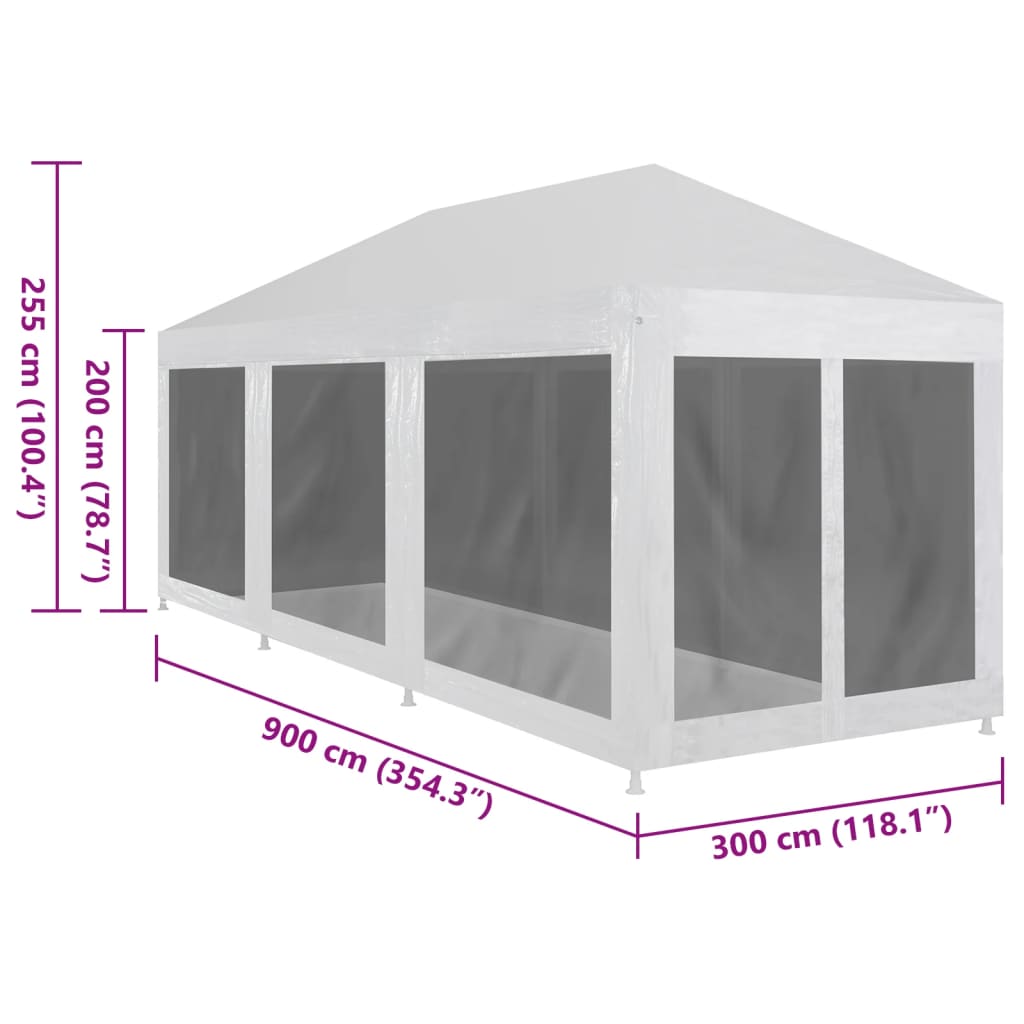 Tenda per Feste con 8 Pareti in Rete 9x3 m