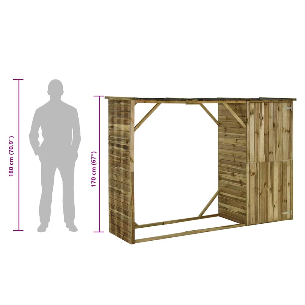 Capanno Legna Giardino in Pino 253x80x170 cm