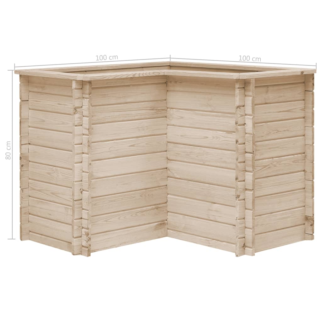 Letto Rialzato da Giardino 100x100x80 cm Legno Massello di Pino