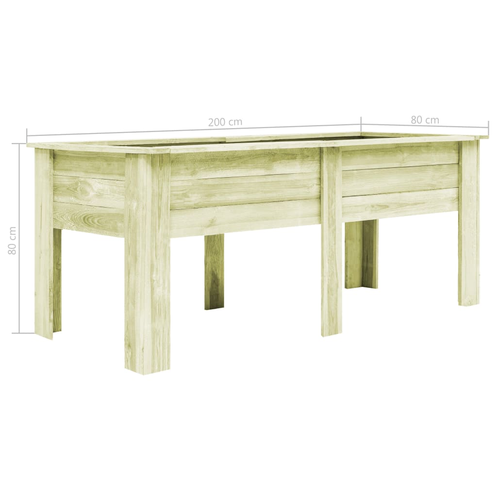 Fioriera Rialzata Giardino Piedini 200x80x80cm Legno Impregnato