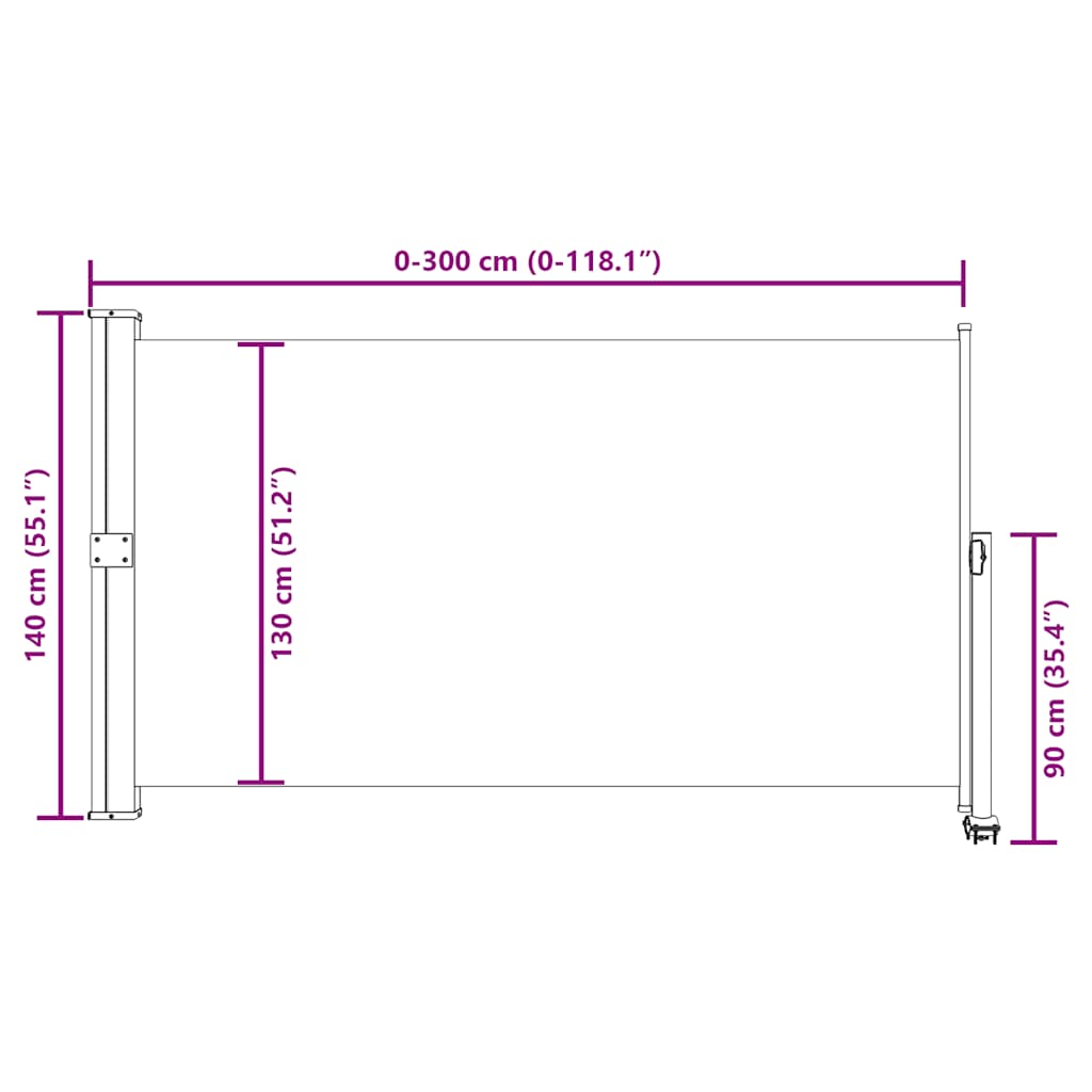 Tenda da Sole Laterale Retrattile 140 x 300 cm Crema