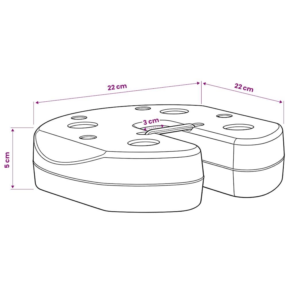 Piastre di Peso per Gazebo 4 pz Nere 220x50 mm in Cemento