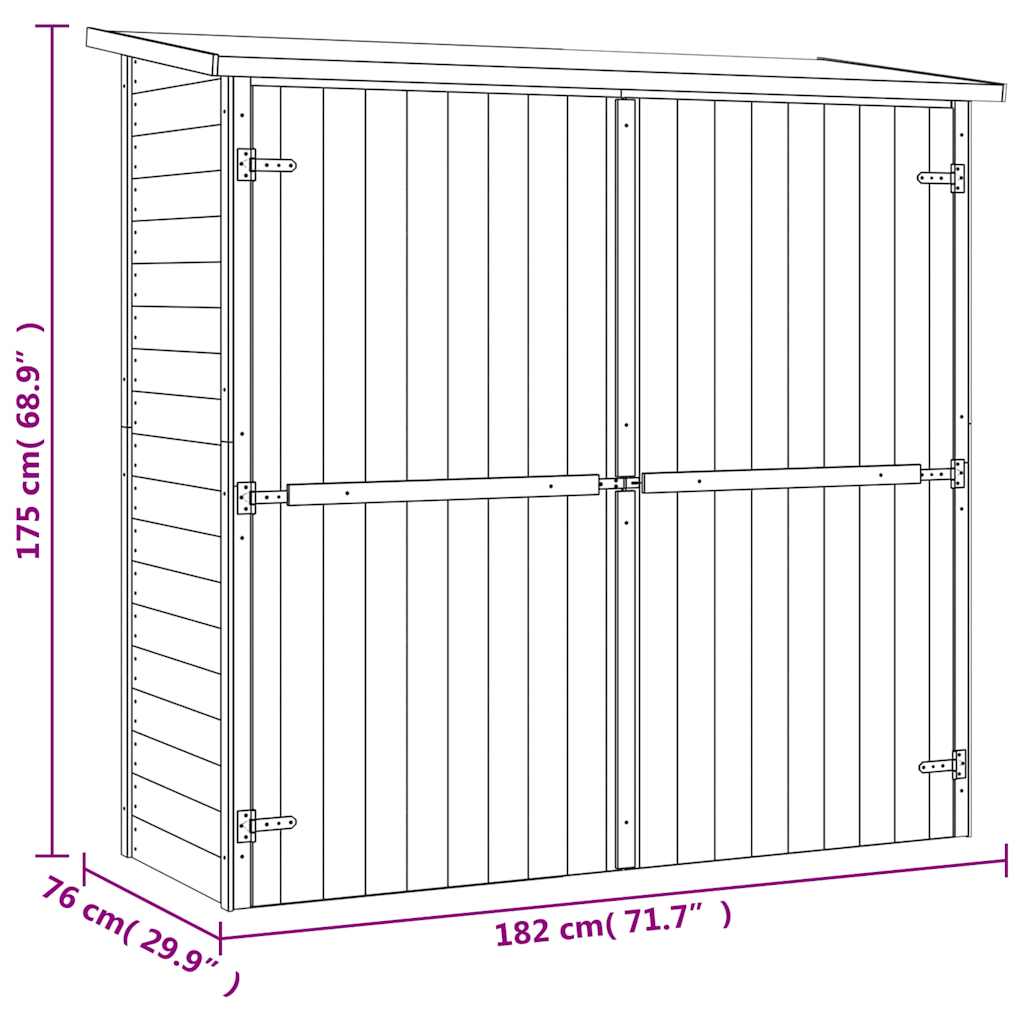 Capanno Attrezzi da Giardino in Pino Impregnato 182x76x175 cm