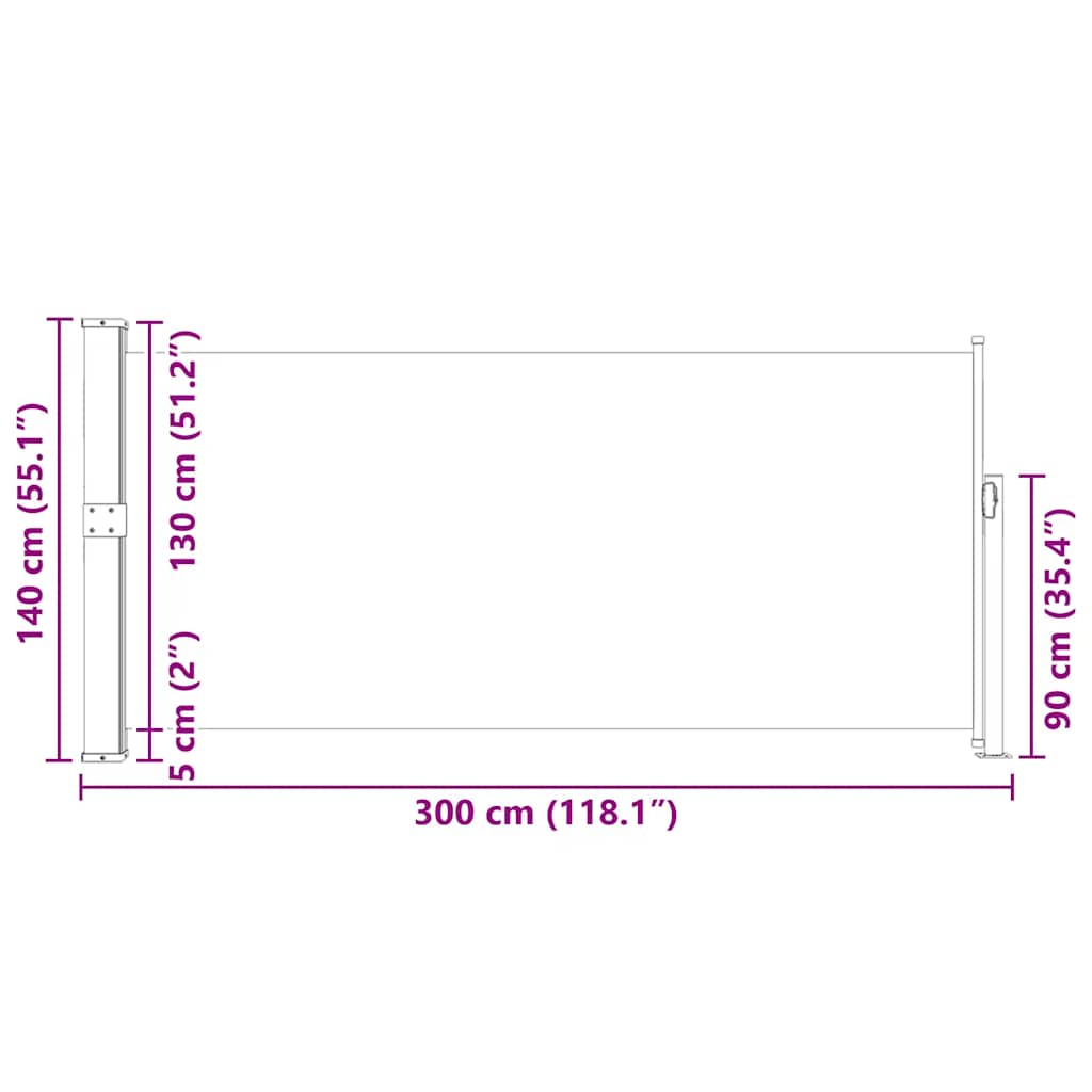 Tenda da Sole Laterale Retrattile 140 x 300 cm Blu