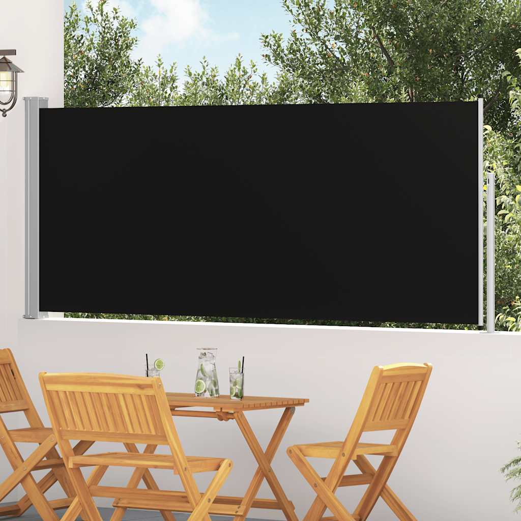 Tenda da Sole Laterale Retrattile 117x314 cm Nera