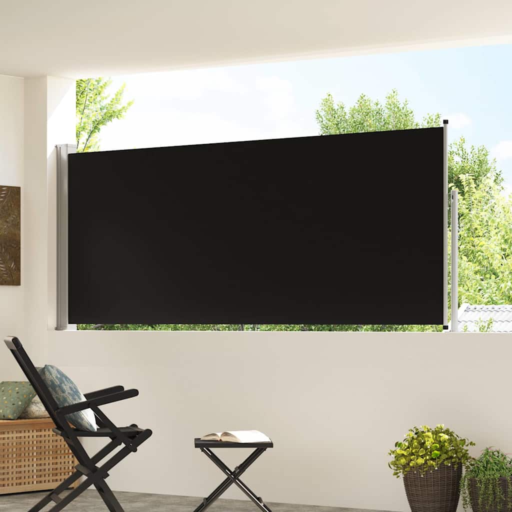 Tenda da Sole Laterale Retrattile 117x314 cm Nera