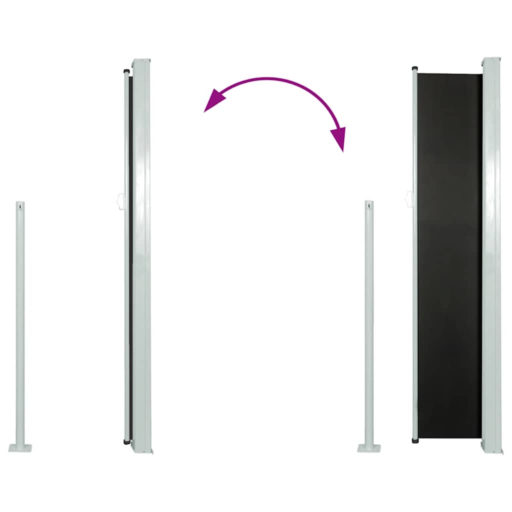 Tenda da Sole Laterale Retrattile 117x314 cm Nera
