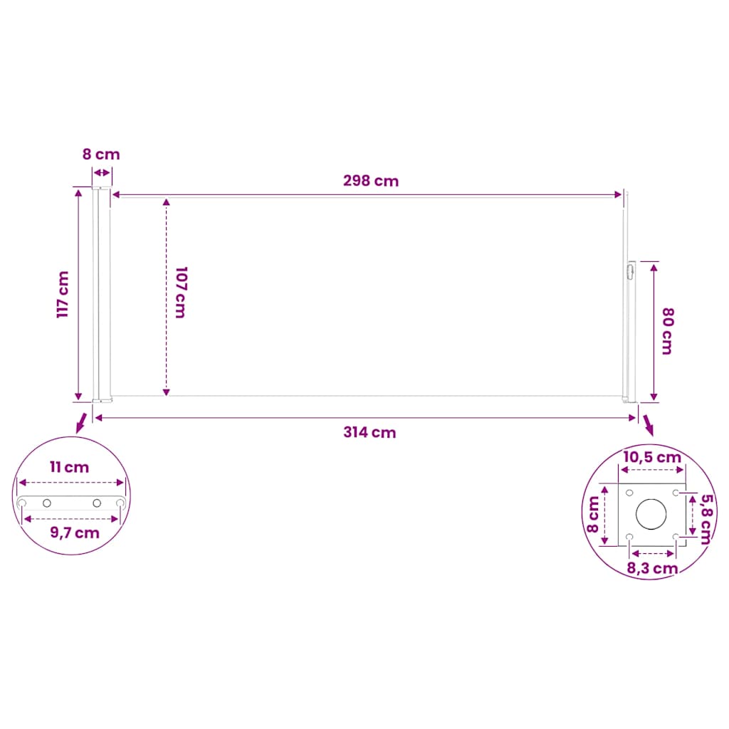 Tenda da Sole Laterale Retrattile 117x314 cm Blu