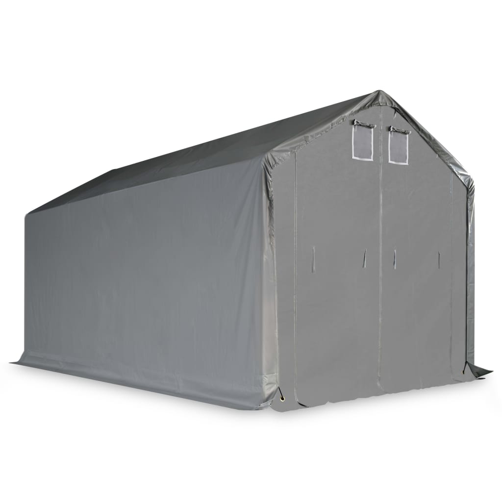 Tessuto di Rivestimento per Tenda in PVC 4x8 m Grigio