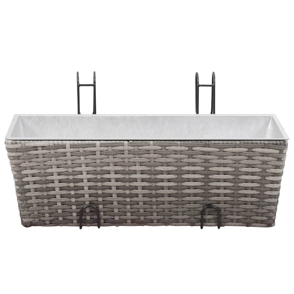 Letti Rialzati da Balcone 2 pz 50 cm Grigio in Polyrattan