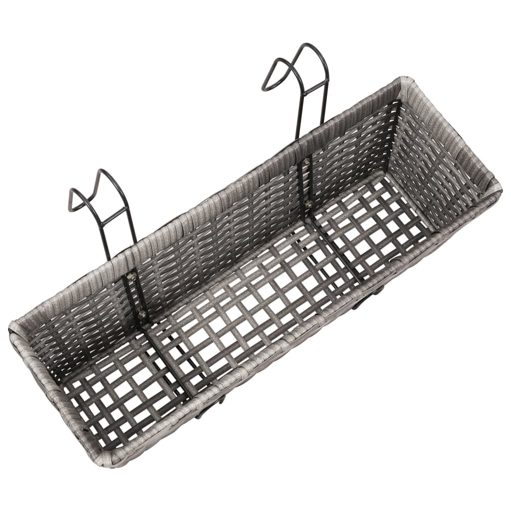 Letti Rialzati da Balcone 2 pz 50 cm Grigio in Polyrattan