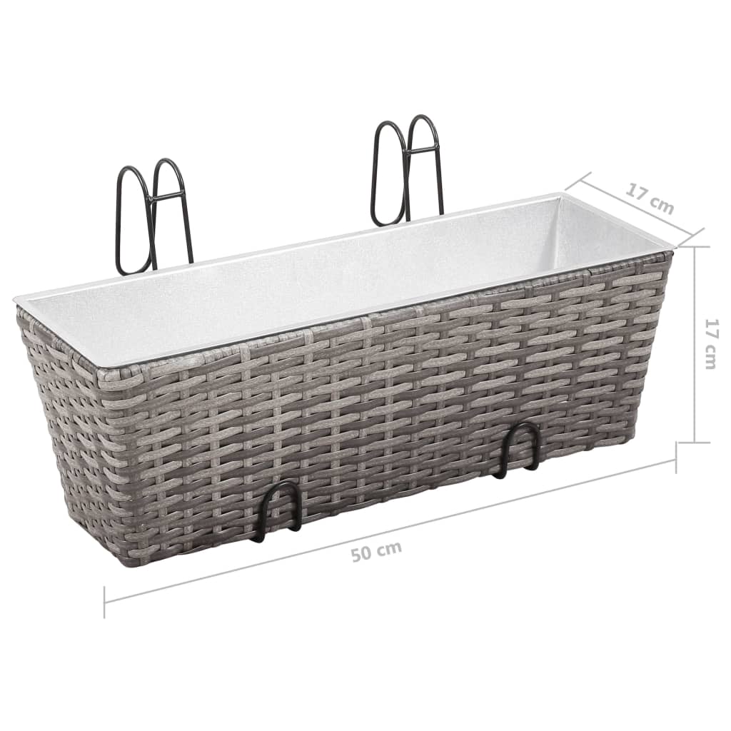 Letti Rialzati da Balcone 2 pz 50 cm Grigio in Polyrattan