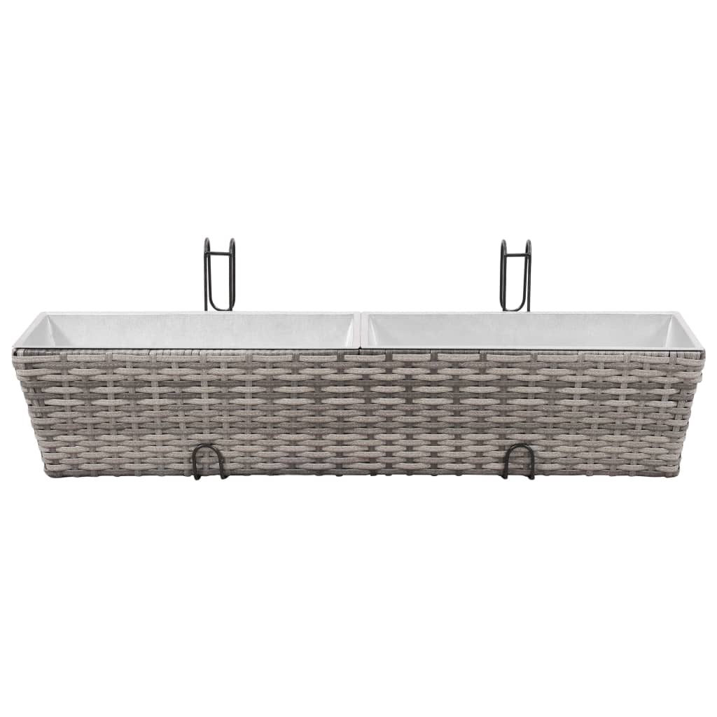 Letti Rialzati da Balcone 2 pz 80 cm Grigio in Polyrattan