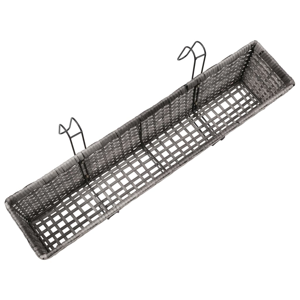 Letti Rialzati da Balcone 2 pz 80 cm Grigio in Polyrattan