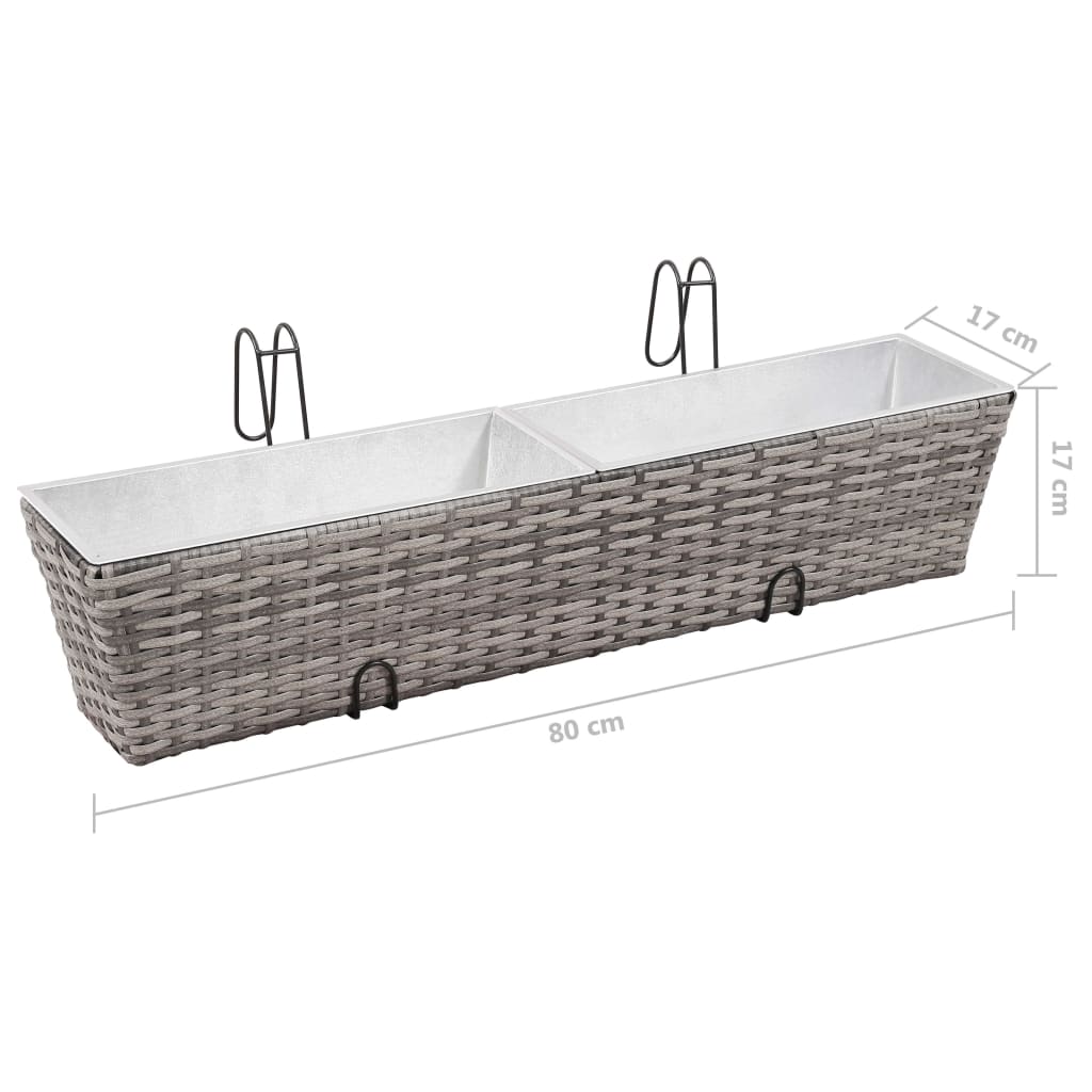 Letti Rialzati da Balcone 2 pz 80 cm Grigio in Polyrattan
