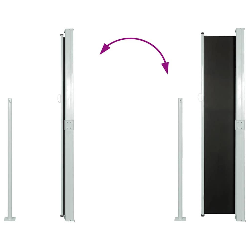 Tenda da Sole Laterale Retrattile 160 x 514 cm Nera