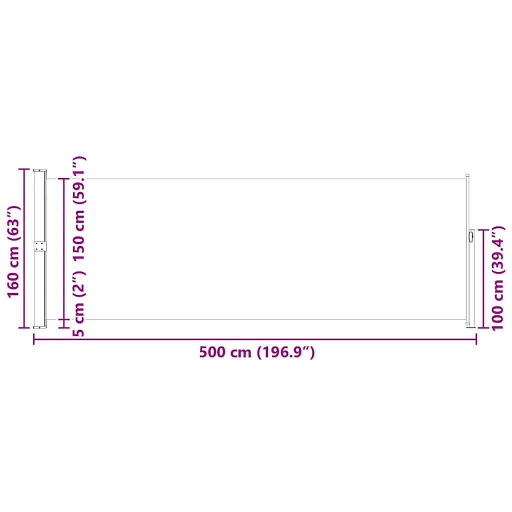 Tenda da Sole Laterale Retrattile 160 x 500 cm Rossa