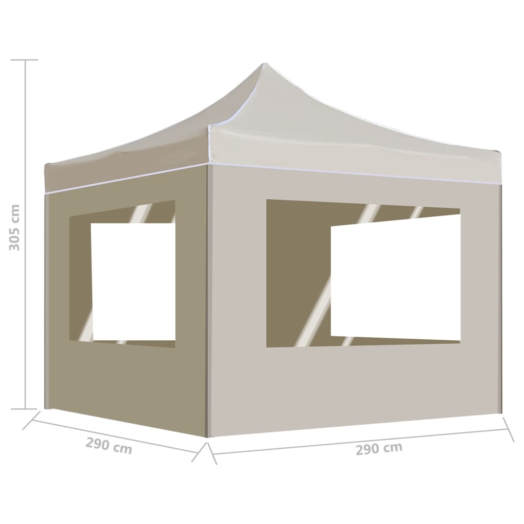 Gazebo Professionale Pieghevole Alluminio con Pareti 3x3m Crema