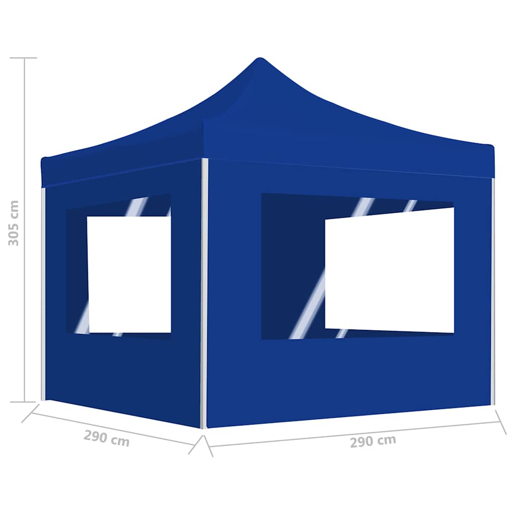 Gazebo Professionale Pieghevole Alluminio con Pareti 3x3m Blu