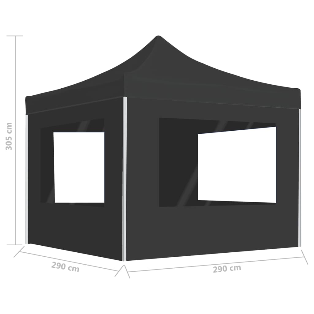 Gazebo Pieghevole con Pareti in Alluminio 3x3 m Antracite
