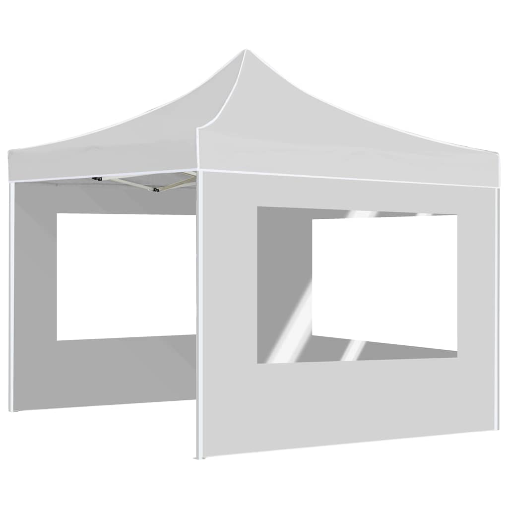 Gazebo Pieghevole con Pareti in Alluminio 3x3 m Bianco