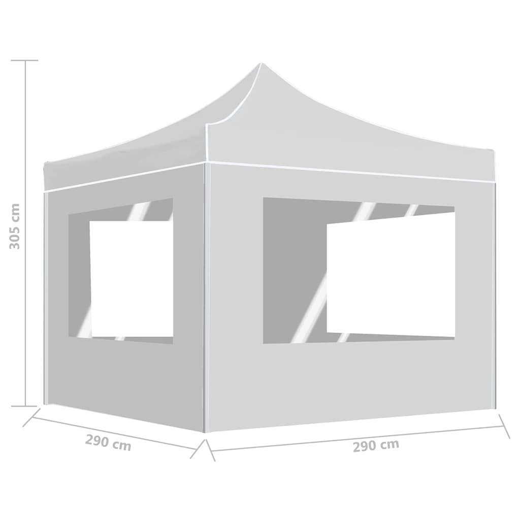 Gazebo Pieghevole con Pareti in Alluminio 3x3 m Bianco