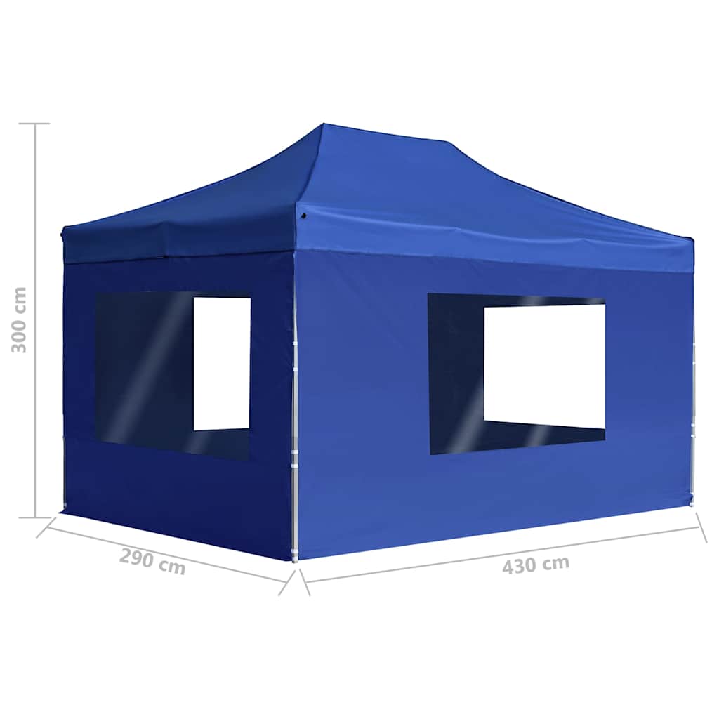 Gazebo Professionale Pieghevole Pareti Alluminio 4,5x3m Blu