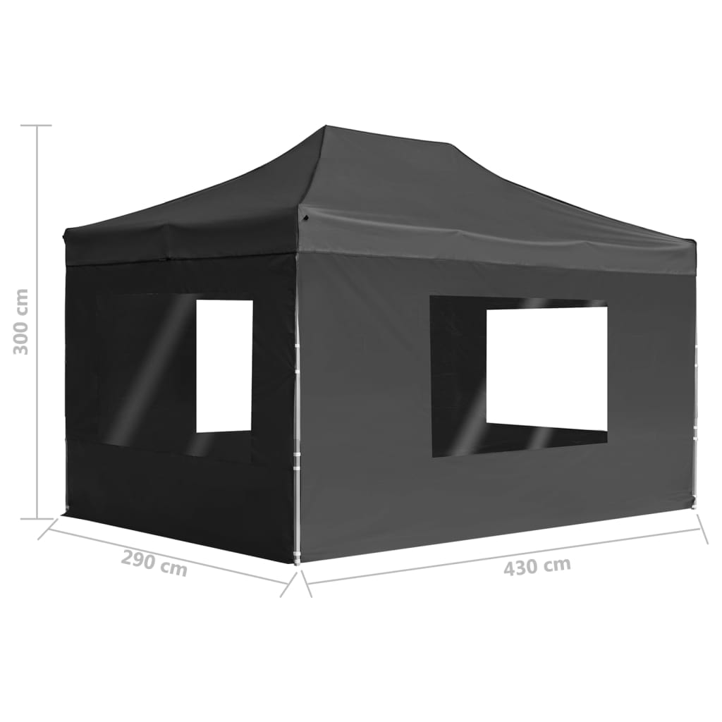 Gazebo Pieghevole con Pareti in Alluminio 4,5x3m Antracite