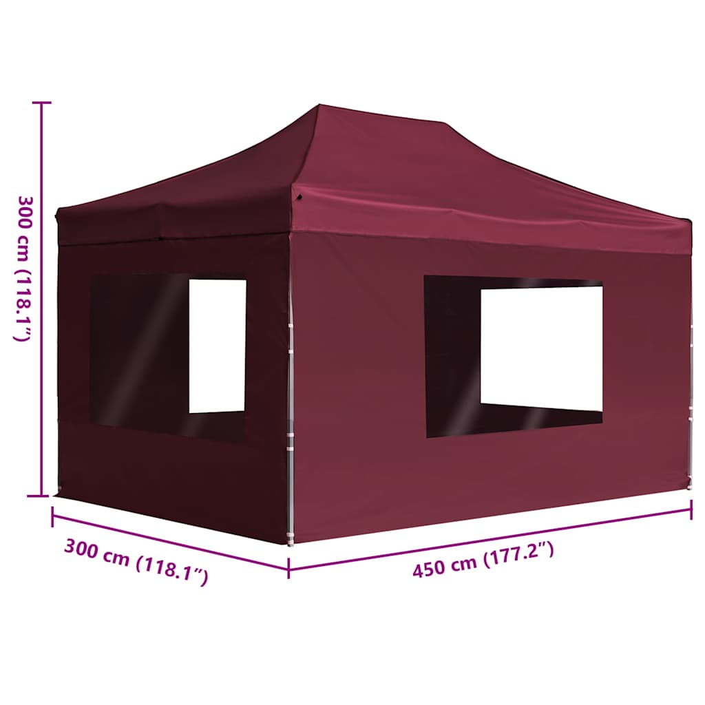 Gazebo Professionale Pieghevole Alluminio Pareti 4,5x3m Rosso