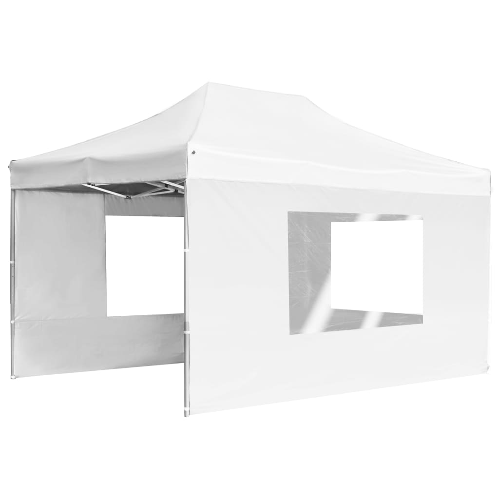 Gazebo Professionale Pieghevole Alluminio Pareti 4,5x3m Bianco