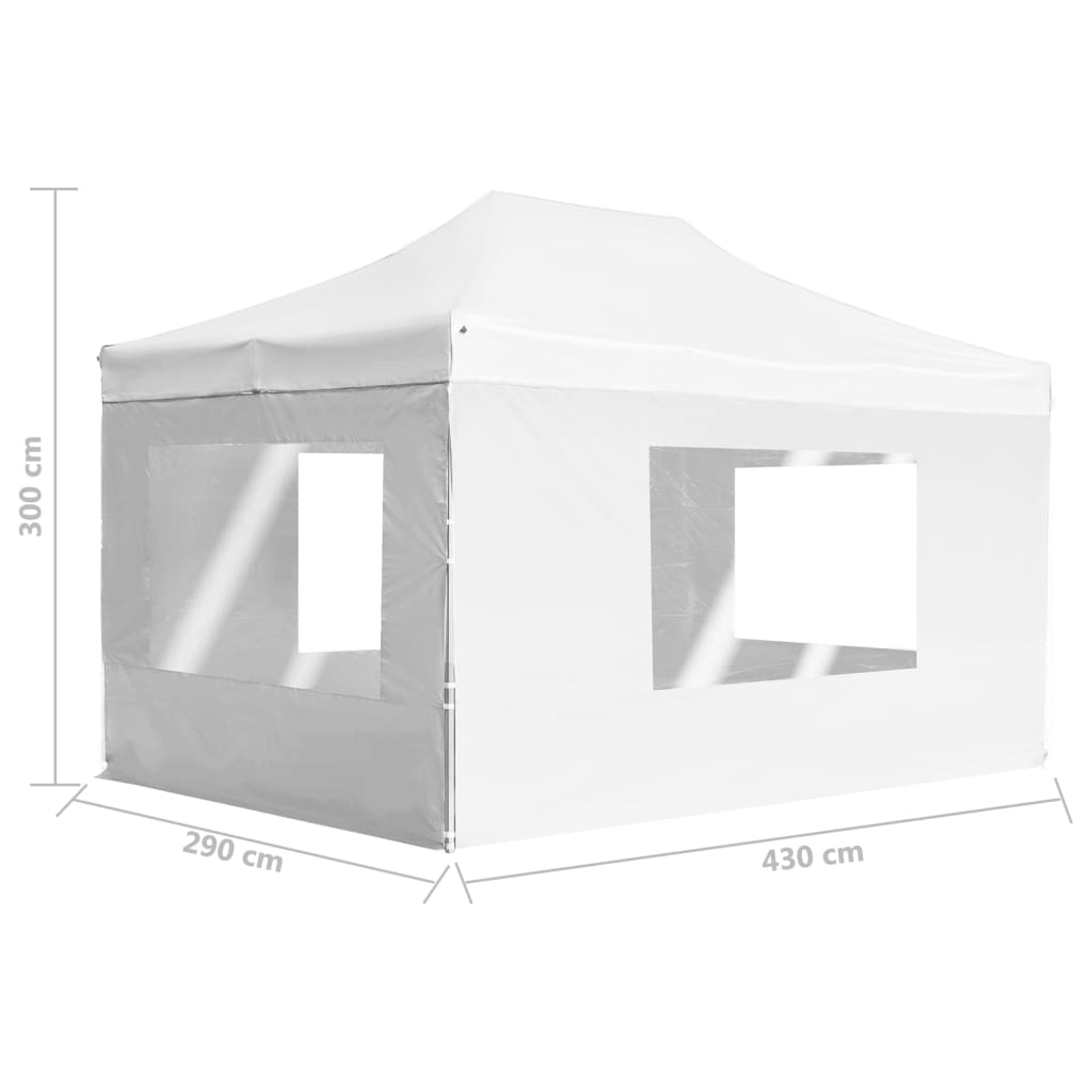 Gazebo Professionale Pieghevole Alluminio Pareti 4,5x3m Bianco