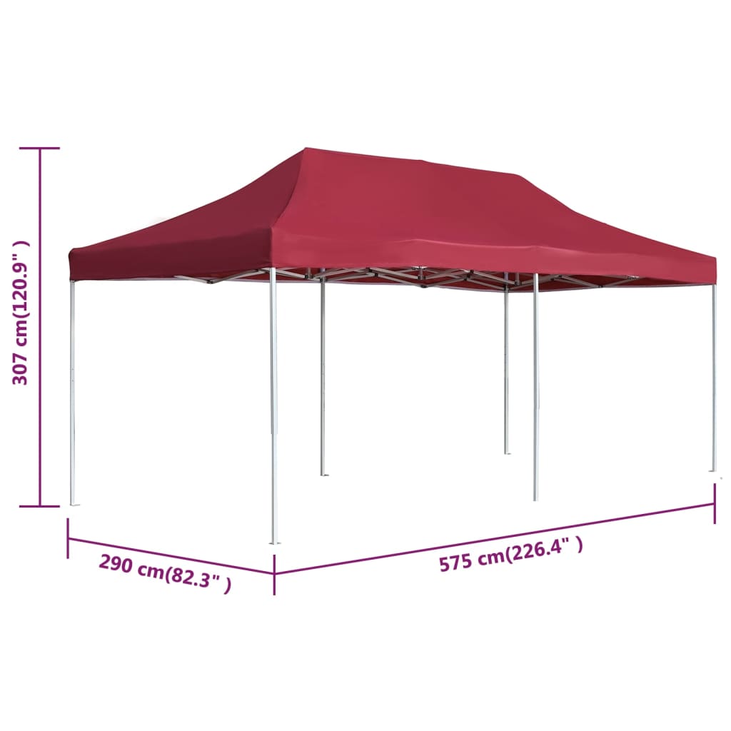 Gazebo Professionale Pieghevole in Alluminio 6x3 m Rosso Vino