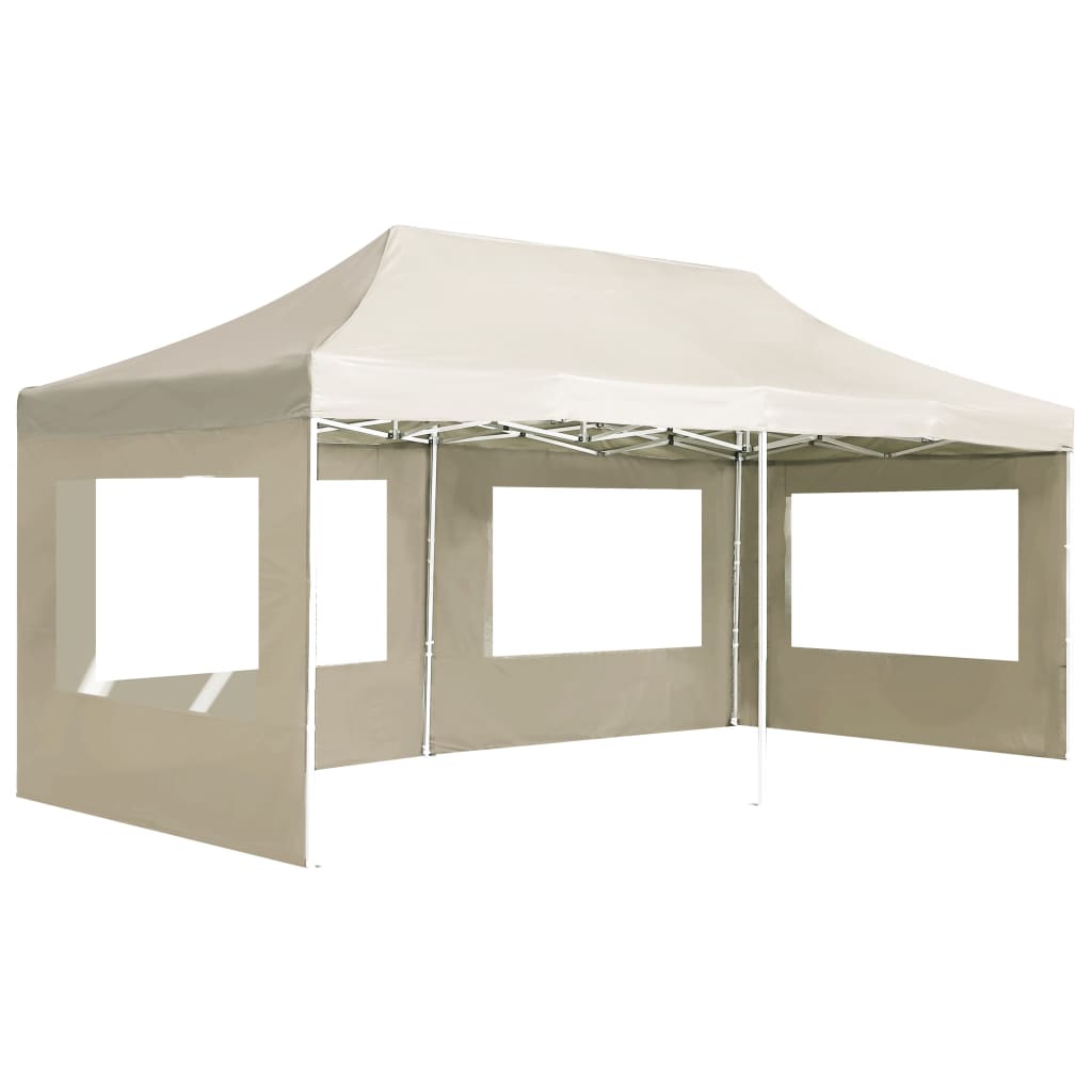 Gazebo Professionale Pieghevole Alluminio con Pareti 6x3m Crema
