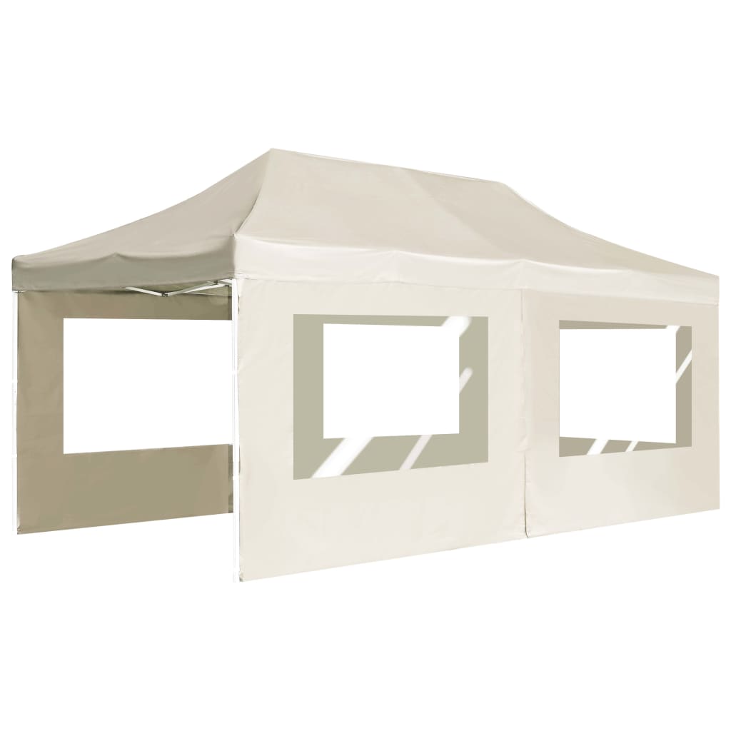 Gazebo Professionale Pieghevole Alluminio con Pareti 6x3m Crema